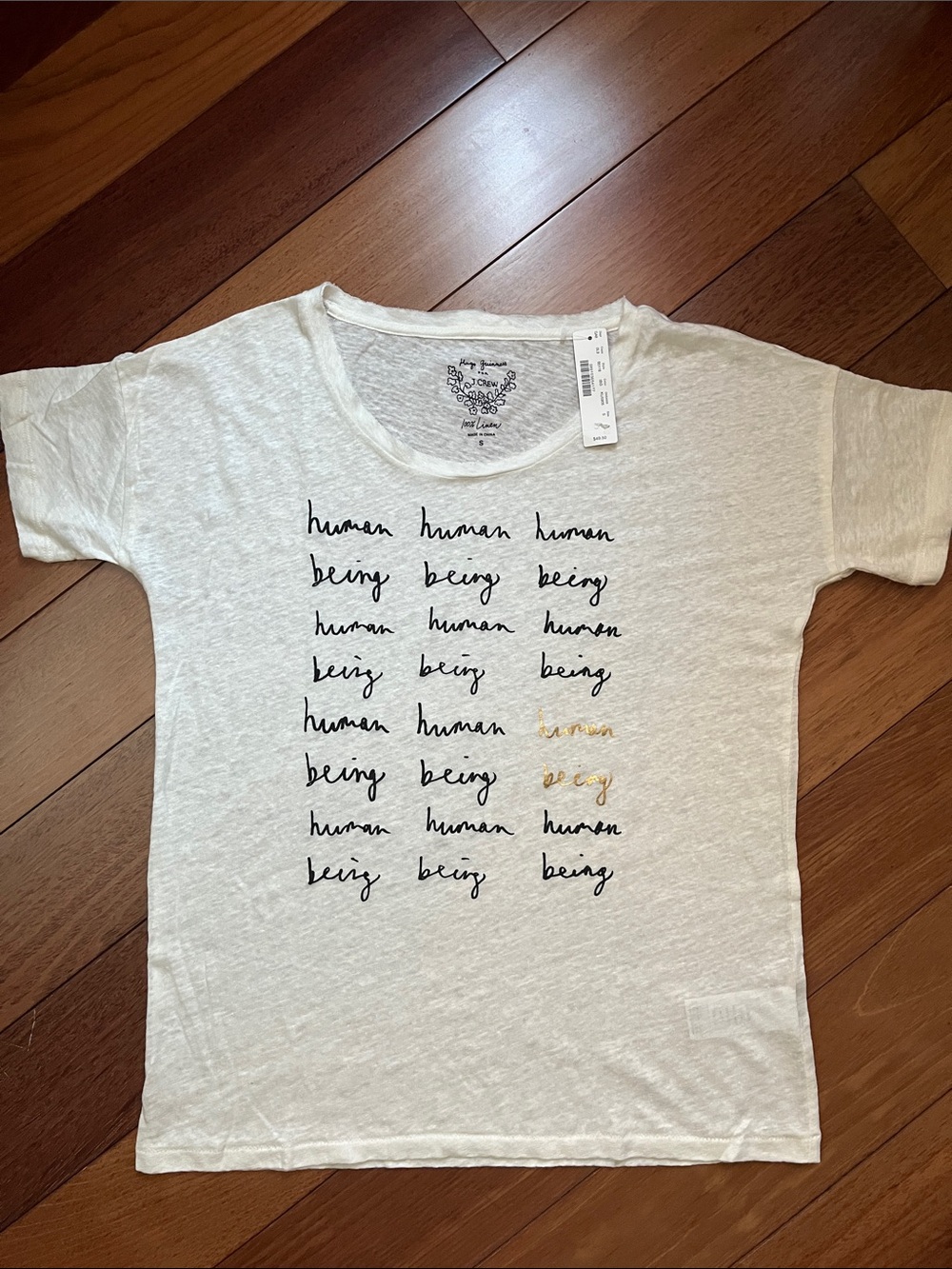 NWT J. Crew x Hugo Guinness Linen Being Human Tee